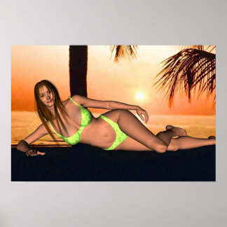 Sonnenuntergang Swimsuit-Pose Poster