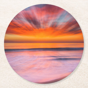 Sonnenuntergang Tamarack Beach Carlsbad, CA Runder Pappuntersetzer