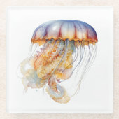 Sonnenuntergang Tentakel: Wasserfarbenfrohe Kunst Glasuntersetzer (Vorderseite)