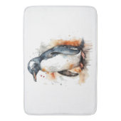 Sonnenuntergang Töne Aquarellpinguin Badematte (Vorderseite Vertikal)