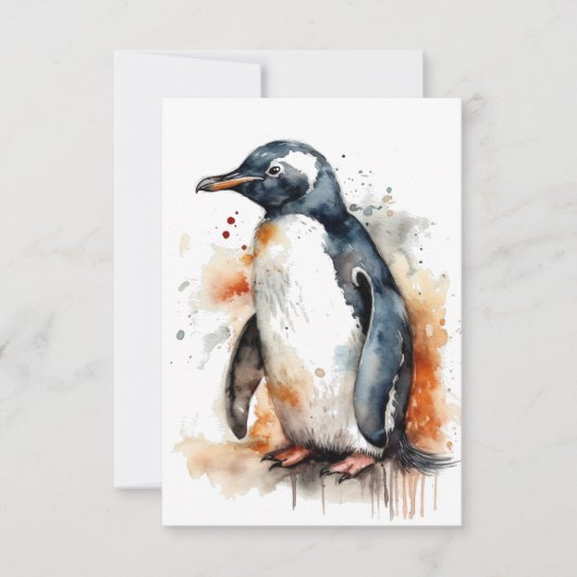Sonnenuntergang Töne Aquarellpinguin Dankeskarte (Vorderseite)