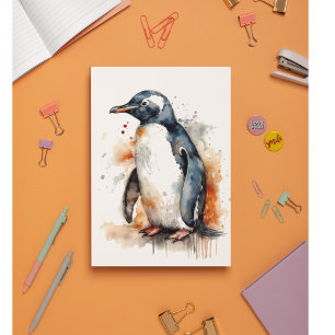Sonnenuntergang Töne Aquarellpinguin Dankeskarte