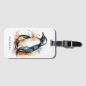 Sonnenuntergang Töne Aquarellpinguin, kundenspezif Gepäckanhänger (Vorderseite (Horizontal))