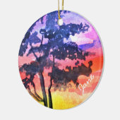 Sonnenuntergang Traumlandschaft Aquarellkunst Keramik Ornament (Links)
