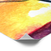 Sonnenuntergang Traumlandschaft Aquarellkunst Poster (Ecke)