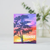 Sonnenuntergang Traumlandschaft Aquarellkunst Postkarte (Stehend Vorderseite)
