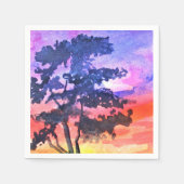 Sonnenuntergang Traumlandschaft Aquarellkunst Serviette (Vorderseite)