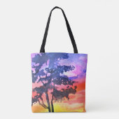 Sonnenuntergang Traumlandschaft Aquarellkunst Tasche (Rückseite)