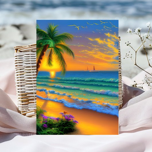 Sonnenuntergang Tropical Birthday Card Karte