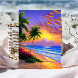Sonnenuntergang Tropical Birthday Card Karte