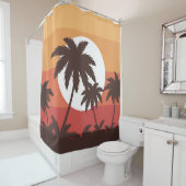 Sonnenuntergang Tropical Palm Beach Vintag Duschvorhang (Beispiel)