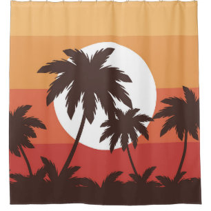 Sonnenuntergang Tropical Palm Beach Vintag Duschvorhang