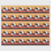 Sonnenuntergang Tropical Palm Beach Vintag Geschenkpapier (Flach)