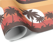 Sonnenuntergang Tropical Palm Beach Vintag Geschenkpapier (Rolleneckpunkt)