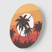 Sonnenuntergang Tropical Palm Beach Vintag Große Wanduhr (Winkel)