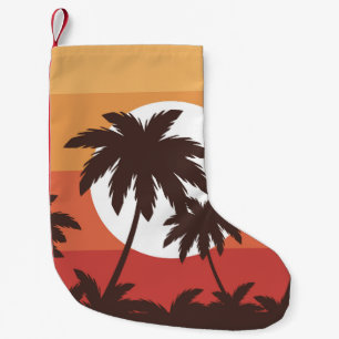 Sonnenuntergang Tropical Palm Beach Vintag Kleiner Weihnachtsstrumpf