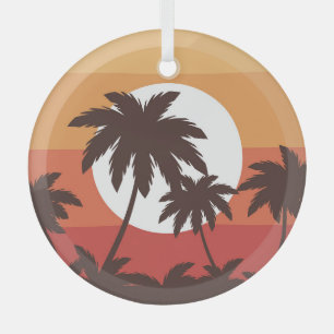 Sonnenuntergang Tropical Palm Beach Vintag Ornament Aus Glas