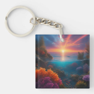 Sonnenuntergang tropisch 1 schlüsselanhänger