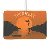 Sonnenuntergang Tropischer Orangefarbener Text Autolufterfrischer (Rückseite)