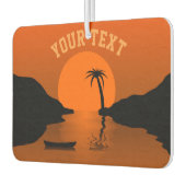 Sonnenuntergang Tropischer Orangefarbener Text Autolufterfrischer (Links)