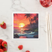 Sonnenuntergang Tropischer Strand Paradies Insel Serviette (Beispiel)