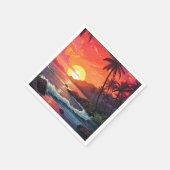 Sonnenuntergang Tropischer Strand Paradies Insel Serviette (Ecke)