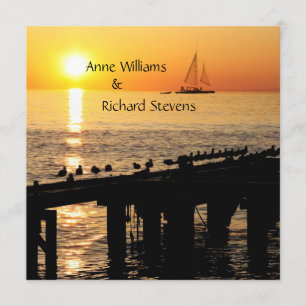 Sonnenuntergang Tropisches Thema Hochzeit Einladun Einladung