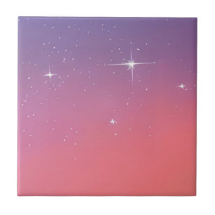 Sonnenuntergang Twilight Stars Pink Lila Ombre Gra Fliese