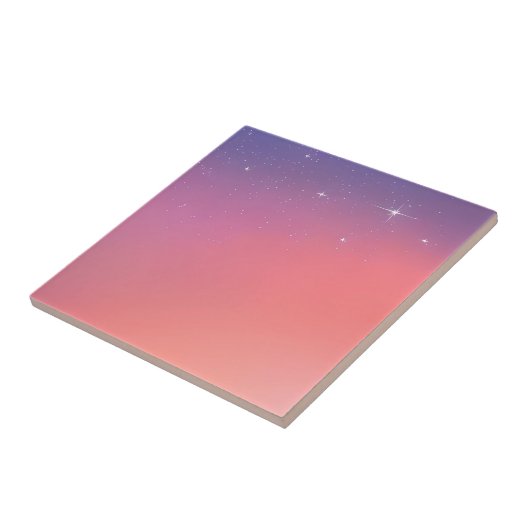 Sonnenuntergang Twilight Stars Pink Lila Ombre Gra Fliese (Seite)