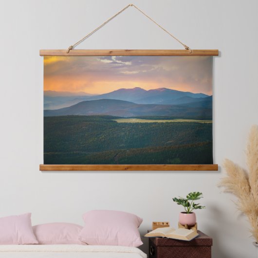 Sonnenuntergang über Angel Fire, New Mexico Wandteppich Mit Holzrahmen (Schlafzimmer)