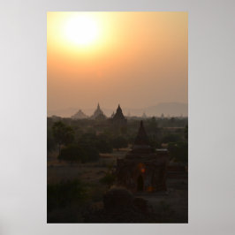 Sonnenuntergang über Bagan-Tempel - Myanmar Fotogr Poster