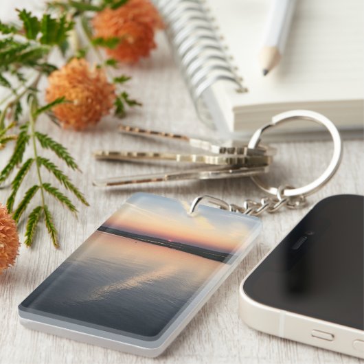 Sonnenuntergang über Bucht - doppelseitiger Schlüsselanhänger (Vorderseite rechts)