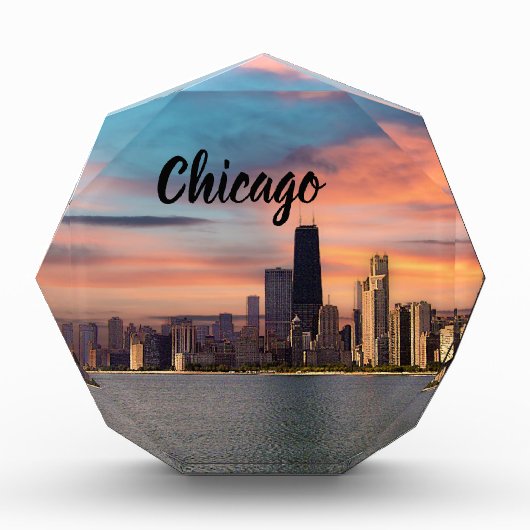 Sonnenuntergang über Chicago Fotoblock (Vorderseite)