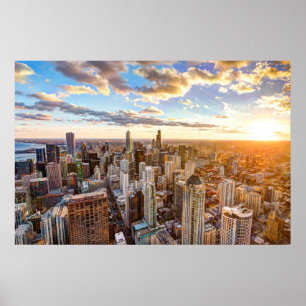 Sonnenuntergang über Chicago Poster