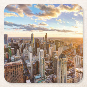 Sonnenuntergang über Chicago Rechteckiger Pappuntersetzer