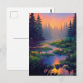 Sonnenuntergang über dem bezaubernden Sumpfwald Postkarte (Vorne/Hinten)