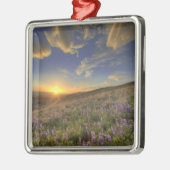 Sonnenuntergang über dem Bitterroot Gebirge und ri Silbernes Ornament (Links)