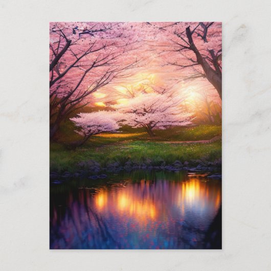 Sonnenuntergang über dem Cherry Lake Postkarte (Vorderseite)