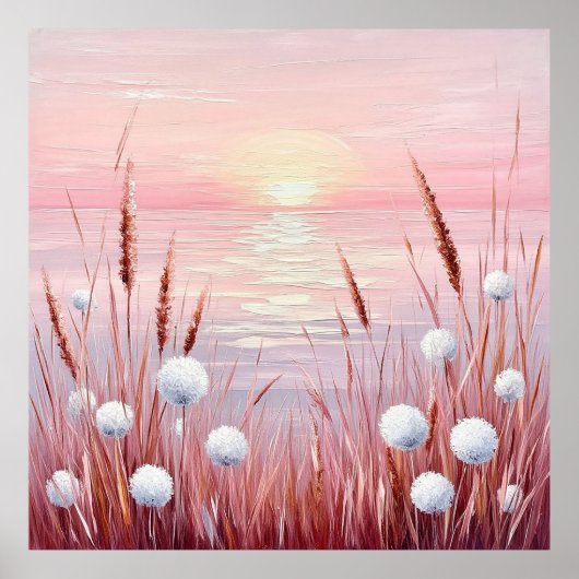 Sonnenuntergang über dem Feld der Lüster Poster (Vorne)