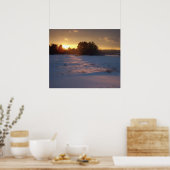Sonnenuntergang über dem Feld Poster (Küche)