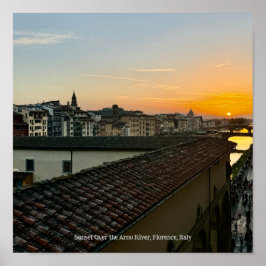 Sonnenuntergang über dem Fluss Arno, Florenz Itali Poster