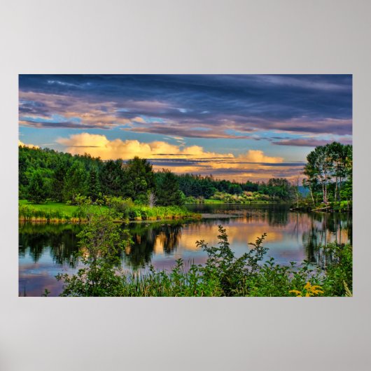 Sonnenuntergang über dem Fluss Poster (Vorne)