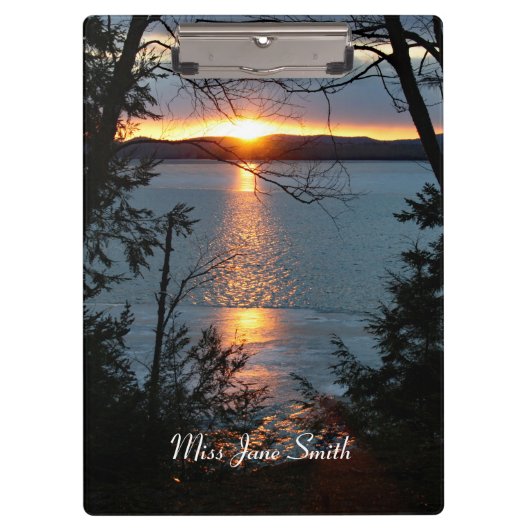Sonnenuntergang über dem Forest Lake Clipboard Klemmbrett (Vorderseite)