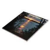 Sonnenuntergang über dem Forest Lake Keramik Tile Fliese (Seite)