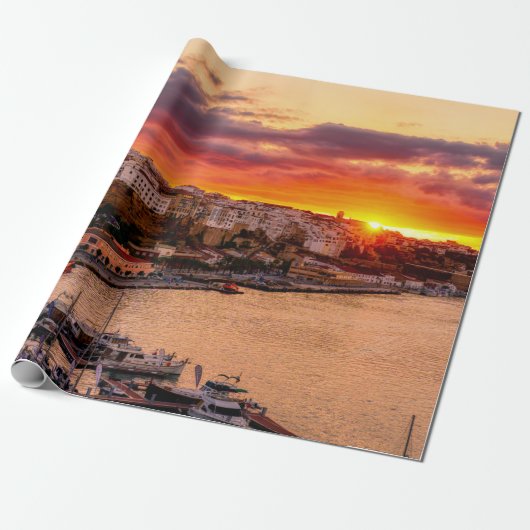 Sonnenuntergang über dem Hafen von Mahon - Menorca Geschenkpapier (Ungerollt)
