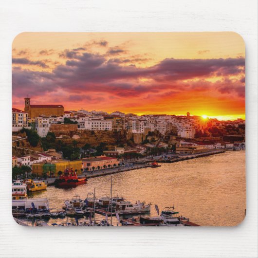 Sonnenuntergang über dem Hafen von Mahon - Menorca Mousepad (Vorne)