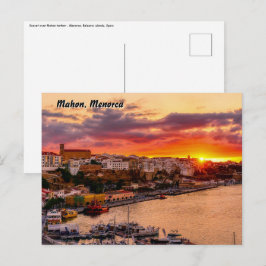 Sonnenuntergang über dem Hafen von Mahon - Menorca Postkarte