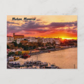 Sonnenuntergang über dem Hafen von Mahon - Menorca Postkarte (Vorderseite)