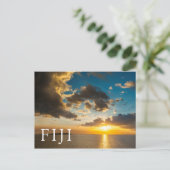 Sonnenuntergang über dem Meer, Fidschi Postkarte (Stehend Vorderseite)