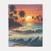 Sonnenuntergang über dem Meer Fleecedecke (Vorderseite)